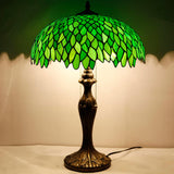 Tiffany Table Lamp Werfactory® Green Wisteria Stained Glass Bedside Light