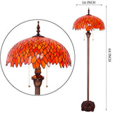 Stained Glass Floor Lamp Werfactory® Red Wisteria Tiffany Standing Reading Light