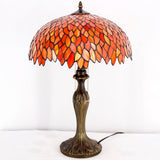 Tiffany Table Lamp Werfactory® Red Wisteria Stained Glass Bedside Lamp Desk Reading Light