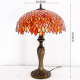 Tiffany Table Lamp Werfactory® Red Wisteria Stained Glass Bedside Lamp Desk Reading Light