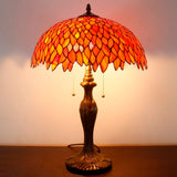 Tiffany Table Lamp Werfactory® Red Wisteria Stained Glass Bedside Lamp Desk Reading Light