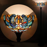 Tiffany Style Floor Lamps Werfactory® Blue Purple Cloud Stained Glass Uplight