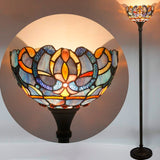 Tiffany Style Floor Lamps Werfactory® Blue Purple Cloud Stained Glass Uplight