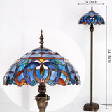 Tiffany Style Floor Lamps-Werfactory Blue Purple Cloudy Stained Glass Light