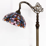 Werfactory® Tiffany Floor Lamp Blue Pink Stained Glass Reading Light