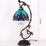 Werfactory®Tiffany Table Lamp Green Stained Glass Style Table Lamps   Wide 8 Inch Hig 21 Inch