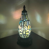 Werfactory® Tiffany Table Lamp Lighthouse Stained Glass Christmas Tree Sea Blue Light
