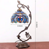 Werfactory®Tiffany Table Lamp Cloudy Blue Stained Glass Table Lamps   Wide 8 Inch Hig 21 Inch