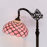 Werfactory® Tiffany Floor Lamp Pink Glass Pearl  Lamp Adjustable Corner  Reading Light