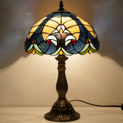 Tiffany Lamp Werfactory® Blue Yellow Liaison Stained Glass Bedside Light