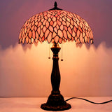 Werfactory®Tiffany Table Lamp Pink Wisteria Stained Glass Bedside Lamp Desk Reading Light