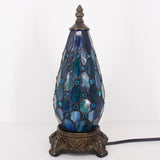Werfactory® Tiffany Table Lamp Lighthouse Stained Glass Christmas Tree Blue Pearl Light