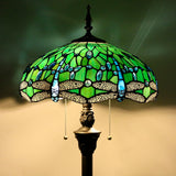 Werfactory® Tiffany Floor Lamp Blue Stained Glass Dragonfly Style Reading Lamp