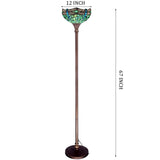 Werfactory® Torchiere Tiffany Floor Lamp Green Dragonfly Stained Glass Torch Light