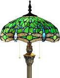 Werfactory® Tiffany Floor Lamp Blue Stained Glass Dragonfly Style Reading Lamp