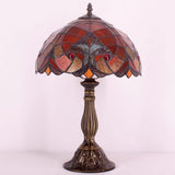 Tiffany Table Lamp Werfactory® Red Liaison Stained Glass Bedside Light