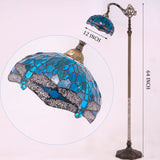 Gooseneck Tiffany Floor Lamp Werfactory® Sea Blue Stained Glass Dragonfly Arched Lamp