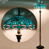 Stained Glass Floor Lamp Werfactory® Tiffany Dragonfly Green Blue Standing Reading Light
