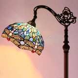 Stained Glass Floor Lamp Werfactory® Blue Tiffany Dragonfly Arched Reading Light