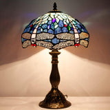 Tiffany Style Lamp Werfactory® Blue Stained Glass Dragonfly Style Light