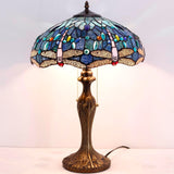 Tiffany Table Lamps Werfactory® Blue Stained Glass Bedside Desk Reading Light