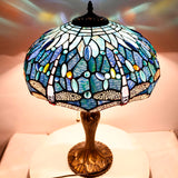 Tiffany Table Lamps Werfactory® Blue Stained Glass Bedside Desk Reading Light