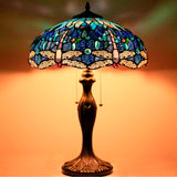 Tiffany Table Lamps Werfactory® Blue Stained Glass Bedside Desk Reading Light
