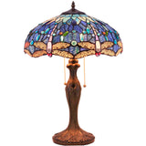 Tiffany Table Lamps Werfactory® Blue Stained Glass Bedside Desk Reading Light