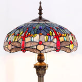 Werfactory®Tiffany Style Floor Lamp Dragonfly Blue Brown Stained Glass 16 Inch Standing Reading Light