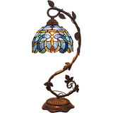 Werfactory®Tiffany Table Lamp Cloudy Blue Stained Glass Table Lamps   Wide 8 Inch Hig 21 Inch
