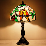 Tiffany Lamps Werfactory® Double Tropical Birds Stained Glass Bedside Lamp