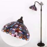 Werfactory® Tiffany Floor Lamp Blue Pink Stained Glass Reading Light