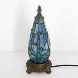 Werfactory® Tiffany Table Lamp Lighthouse Stained Glass Christmas Tree Sea Blue Light