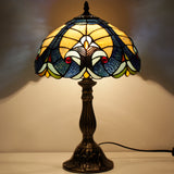 Tiffany Lamp Werfactory® Blue Yellow Liaison Stained Glass Bedside Light