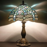 Werfactory® Tiffany Stained Glass Lamp Shade W 12Inch H 6 Inch Sea Blue  Dragonfly Lampshade Replacement,Suitable  replacement for, Table Lamp, pendant light,Ceiling light
