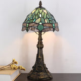 Werfactory® Tiffany Lamp Shade Replacement 8X5.5 Inch Stained Glass Sea Blue Dragonfly Style Lampshade