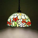 Werfactory® Tiffany Style Plug in Pendant Light 12 Inch Stained Glass Flower Hanging Lamp Chandelier