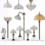 6 inch Tiffany Lamp Mini Stained Glass Table Lamp Cream Bead Uplight