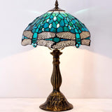 Tiffany Lamp Werfactory® Green Blue Stained Glass Dragonfly Light