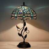 Werfactory® Tiffany Stained Glass Lamp Shade W 12Inch H 6 Inch Sea Blue  Dragonfly Lampshade Replacement,Suitable  replacement for, Table Lamp, pendant light,Ceiling light