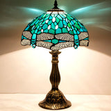 Tiffany Lamp Werfactory® Green Blue Stained Glass Dragonfly Light