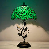 Werfactory® Tiffany Stained Glass Lamp Shade W 12Inch H 6 Inch Green Wisteria Lampshade Replacement,Suitable  replacement for, Table Lamp, pendant light,Ceiling light