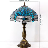 Tiffany Lamp Werfactory® Green Blue Stained Glass Dragonfly Light