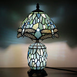 Werfactory® Tiffany Lamp Shade Replacement 8X5.5 Inch Stained Glass Sea Blue Dragonfly Style Lampshade