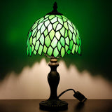 Werfactory® Tiffany Lamp Shade Replacement 8X5.5 Inch Stained Glass Green Wisteria Style Lampshade