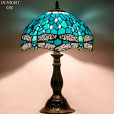 Tiffany Lamp Werfactory® Green Blue Stained Glass Dragonfly Light