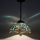 Werfactory® Tiffany Stained Glass Lamp Shade W 12Inch H 6 Inch Sea Blue  Dragonfly Lampshade Replacement,Suitable  replacement for, Table Lamp, pendant light,Ceiling light