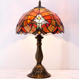 Tiffany Table Lamp Werfactory® Red Liaison Stained Glass Bedside Light