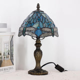 Werfactory® Tiffany Lamp Shade Replacement 8X5.5 Inch Stained Glass Sea Blue Dragonfly Style Lampshade