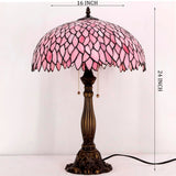 Werfactory®Tiffany Table Lamp Pink Wisteria Stained Glass Bedside Lamp Desk Reading Light